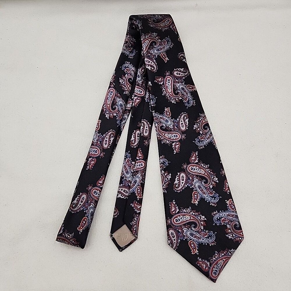 Tie Christian Dior Monsieur LA Connaisseur Paisley Black Silk Necktie Vintage